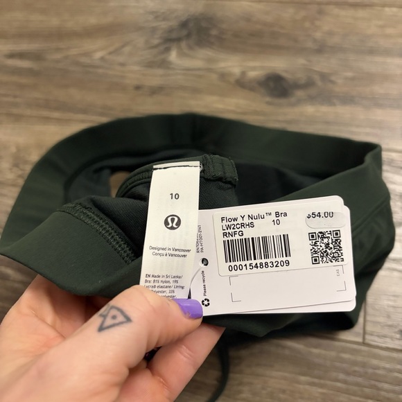 NWT Lululemon Flow Y Bra *Nulu A-C Cup (Rainforest Green) Size 10 - Picture 2 of 7